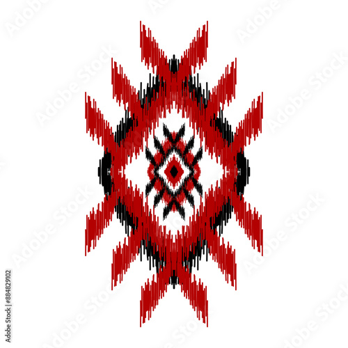 Ikat ethnic pattern art. American, Mexican style. Background Aztec tribal ornament. Design for fabric, clothing, textile, logo, symbol.