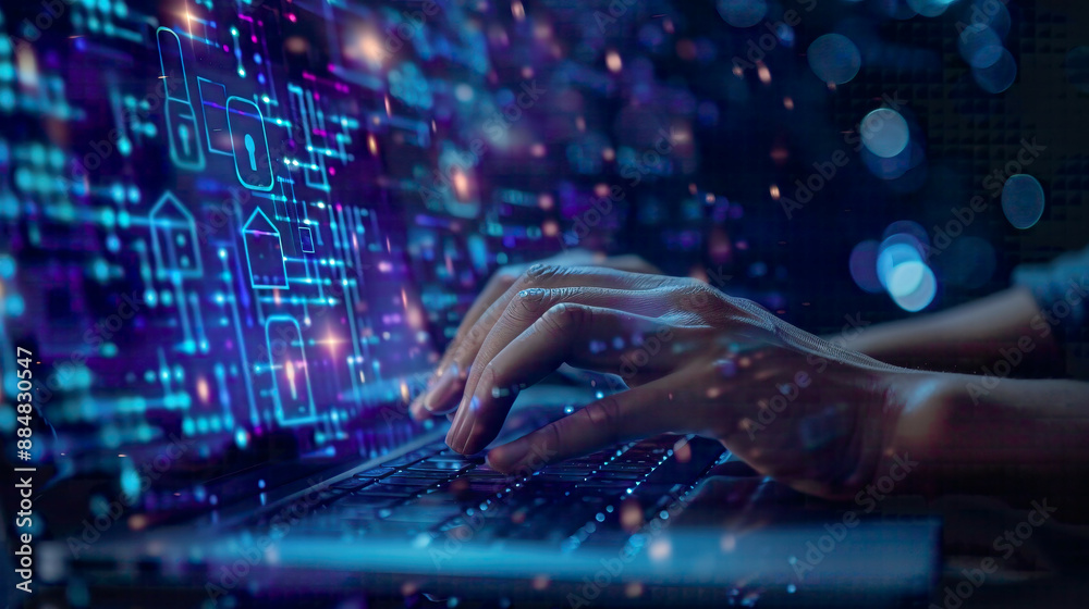 Visual depiction of a person engaged in shopping online entering personal information via a laptop on the internet featuring digital customer info on a website Visual depiction of a person engaged in shopping online entering personal information via a laptop on the internet featuring digital customer info on a website