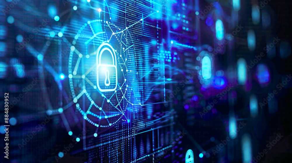 Visual representation of a cyber security concept showcasing an authentication screen on a computer with confidential business data being safeguarded Visual representation of a cyber security concept showcasing an authentication screen on a computer with confidential business data being safeguarded