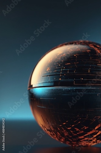 Minimalist background design with an abstract sphere. photo