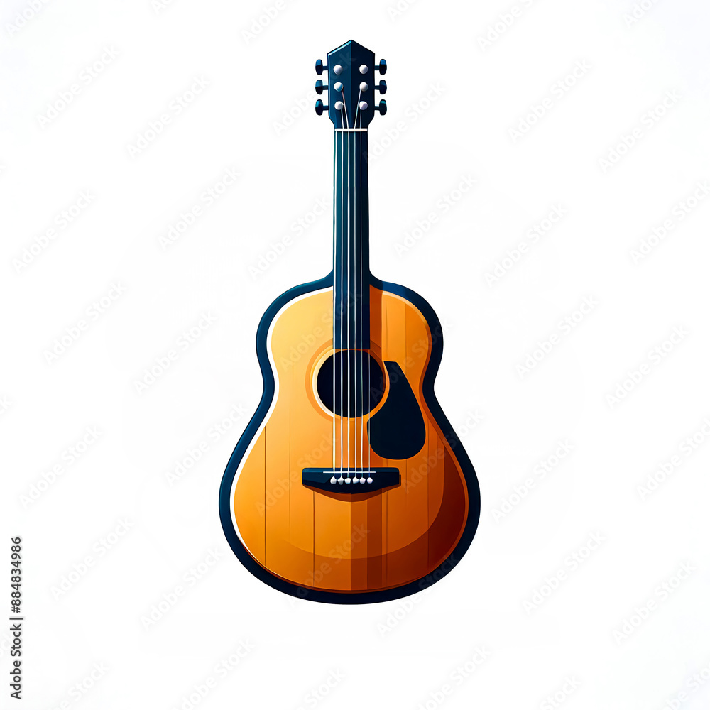 Obraz premium Vector illustration of acoustic guitar on white background, minimalist style.