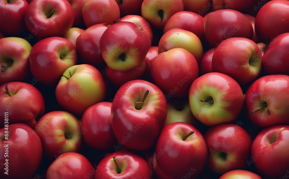 Ripe red apples on a dark background. Close-up. Ripe red apples on a dark background. Close-up.