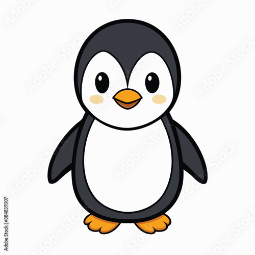 little penguin in white background isolated. penguin cartoon vector illustration