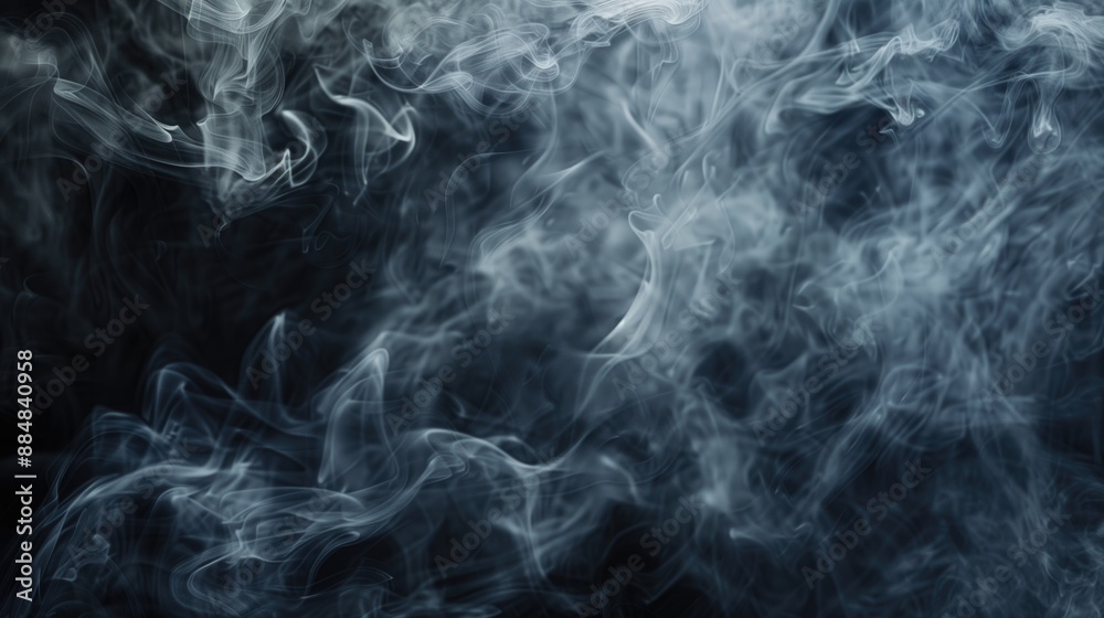 Dense swirling smoke against dark background creating an ethereal atmosphere. Smoke effects, moody scenes, digital art backgrounds, mysterious visuals, Halloween design. Dense swirling smoke against dark background creating an ethereal atmosphere. Smoke effects, moody scenes, digital art backgrounds, mysterious visuals, Halloween design.
