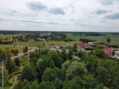 View from above of Lake Jabłowskie and the surrounding area, Poland.