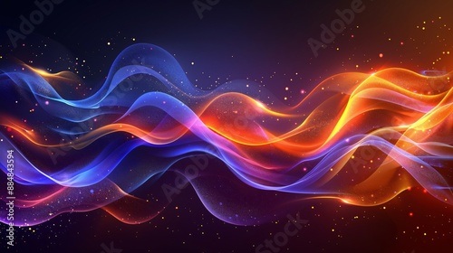 Abstract Glowing Waves With Sparkles