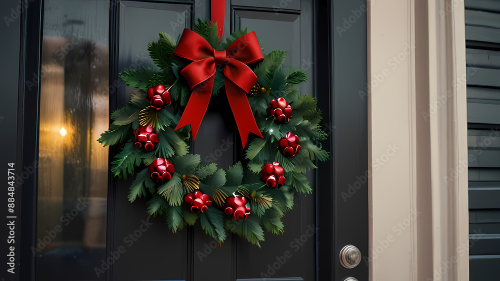 Christmas Wreath on front the door Christmas Wreath on front the door