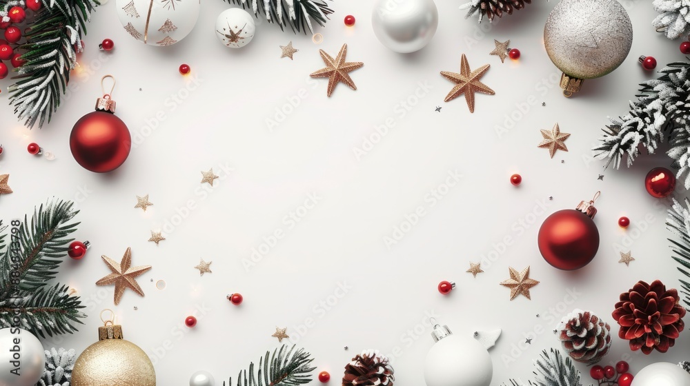 Christmas and New Year background with white, red and gold balls. Christmas and New Year background with white, red and gold balls.