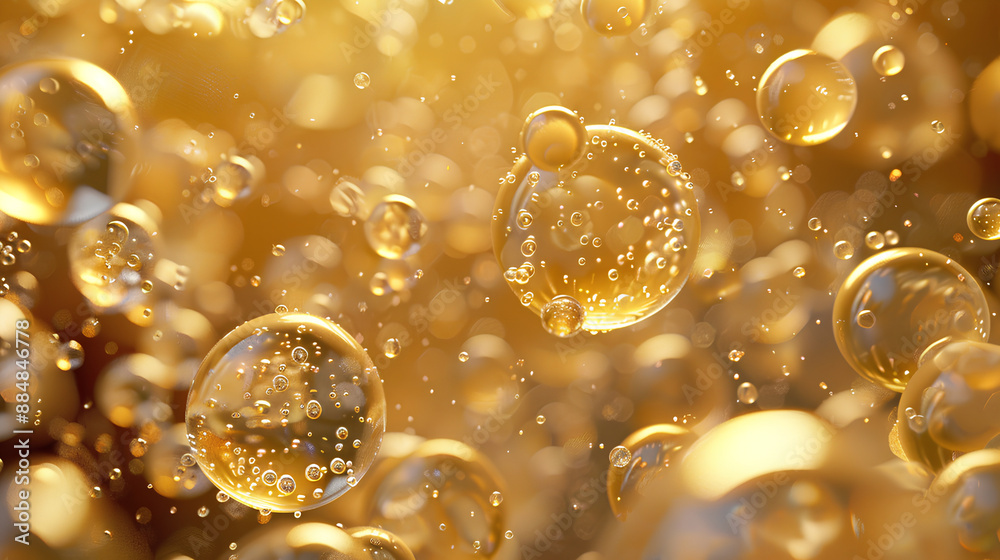 Golden bubble and transparent skin cell background, 3d rendering. Stock Illustration Golden bubble and transparent skin cell background, 3d rendering. Stock Illustration