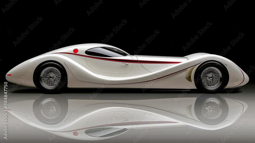 Naklejka premium Elegant White Futuristic Car with Curved Design