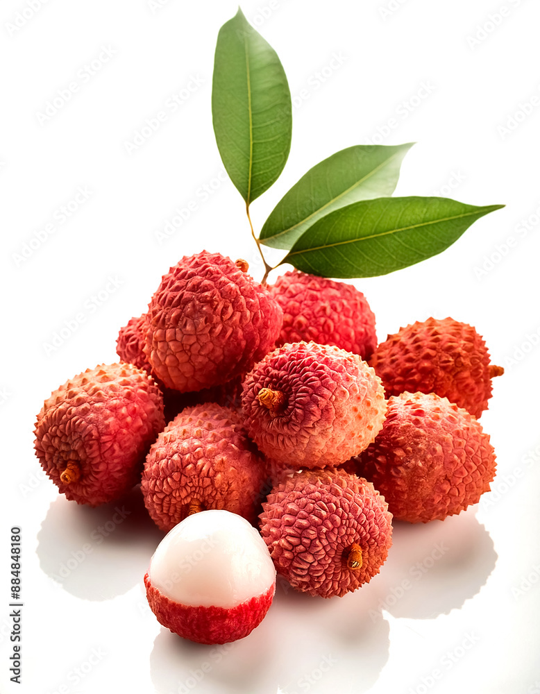 Fresh lychee fruit isolated on white background. Fresh lychee fruit isolated on white background.