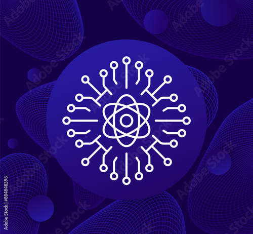 Quantum computer icon in line style