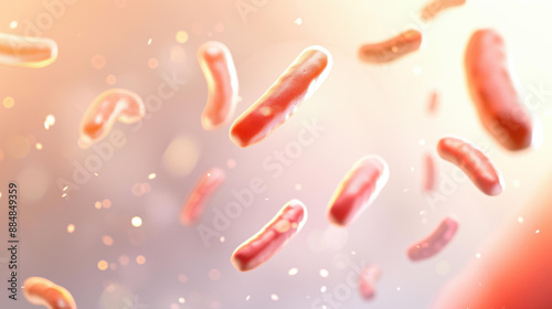 Eyecatching banner of bacteria, probiotics, and viruses on a light background depicting science and medicine. photo