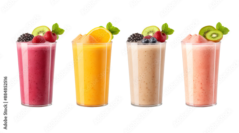 Freshly pressed assorted fruit and vegetable juice smoothie with vibrant toppings, isolated on transparent background, ideal PNG mockup template for creative artwork design and advertising Freshly pressed assorted fruit and vegetable juice smoothie with vibrant toppings, isolated on transparent background, ideal PNG mockup template for creative artwork design and advertising