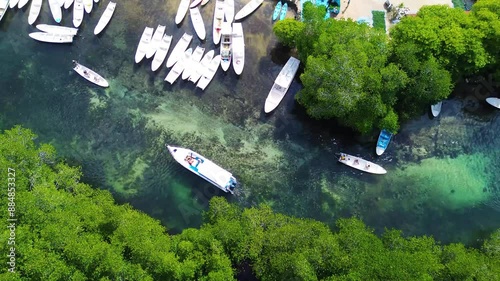 Aerial view of Mangrove forest in Jungutbatu, Nusa Lembongan, Bali, Indonesia
