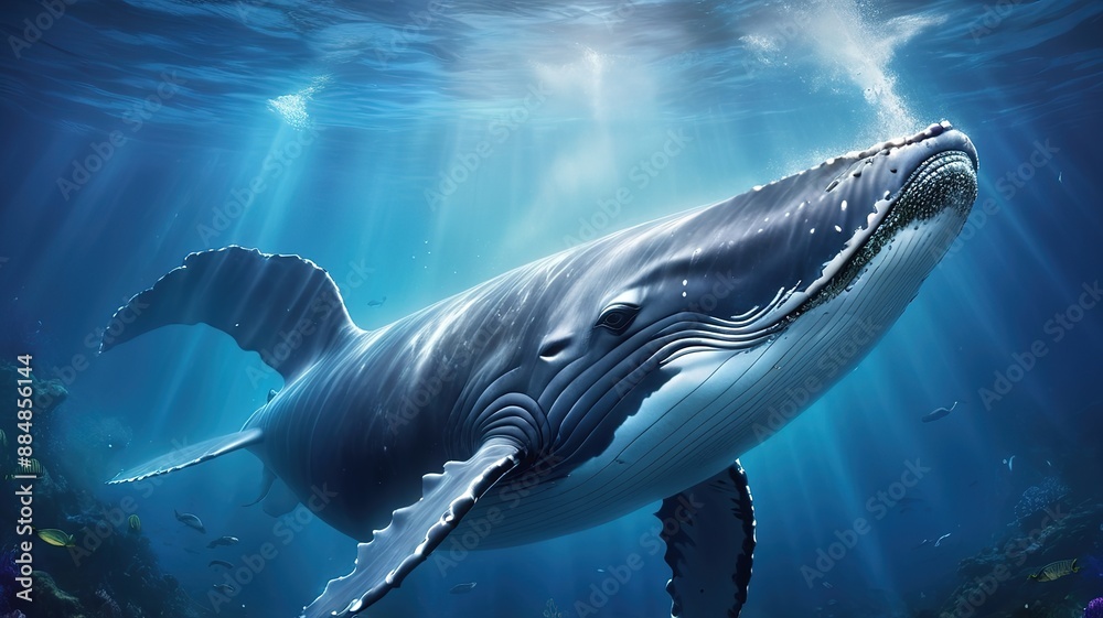Fototapeta premium humpback whale under the sea
