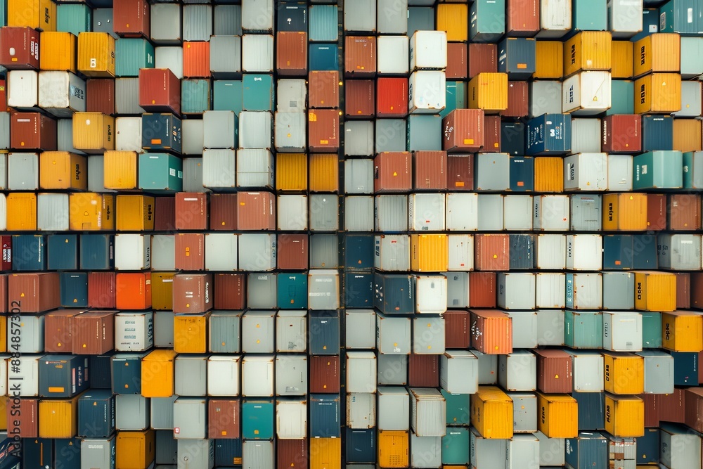 Global Shipping Hub: Aerial View of Complex Container Port Operations Global Shipping Hub: Aerial View of Complex Container Port Operations