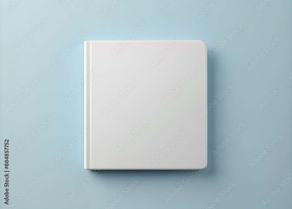 top view blank empty rounded square hard cover children story education book realistic mockup template 3d rendering illustration