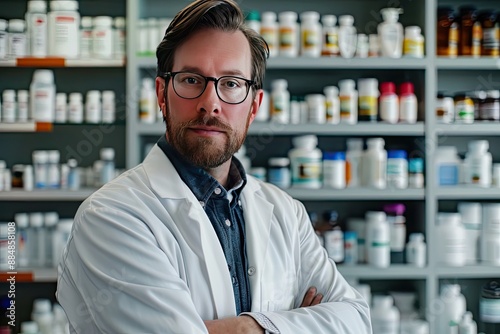 Portrait of a confident male pharmacist in a drugstore