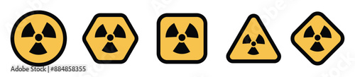 Set of radiation hazard vector icons. Radioactive irradiation warning sign set