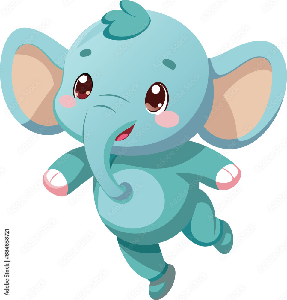Fototapeta premium Cute and Cuddly Cartoon Baby Elephant, Playful Pachyderm Clipart. 