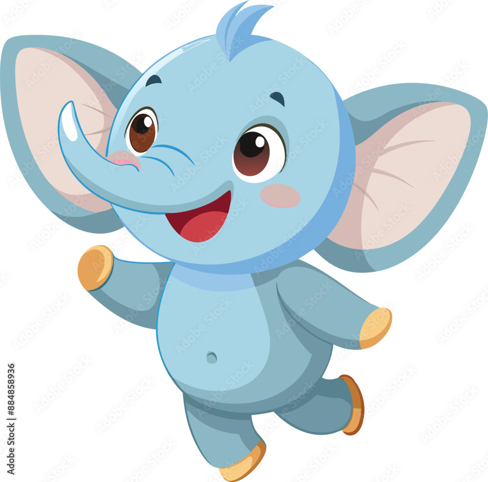 Obraz premium Cute and Cuddly Cartoon Baby Elephant, Playful Pachyderm Clipart.