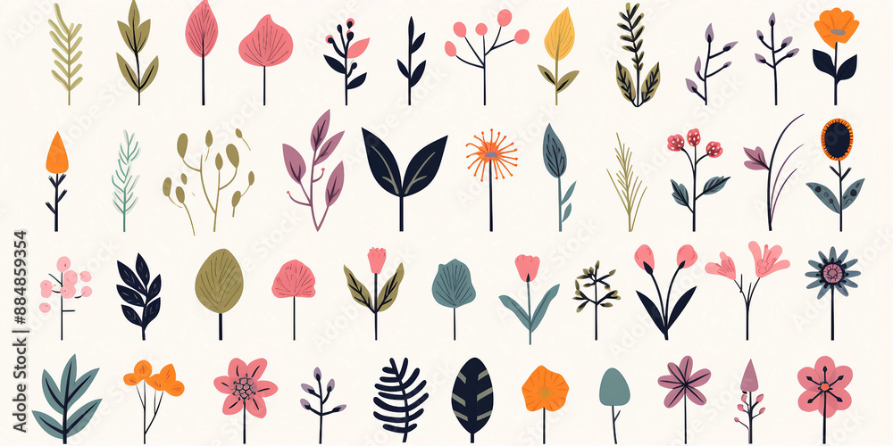 various floral designs on white background various floral designs on white background