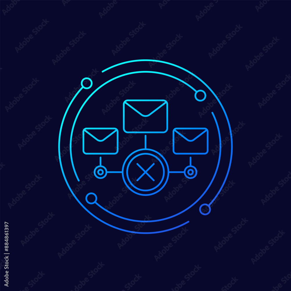 delete mail, emails icon, linear design delete mail, emails icon, linear design