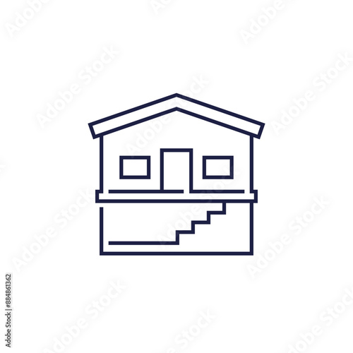 basement icon with a house in line style