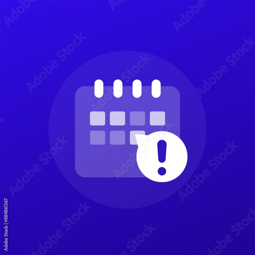 calendar or schedule warning icon, transparent vector design