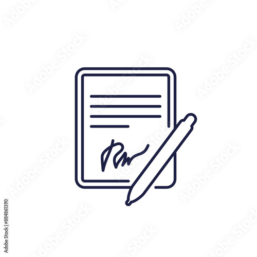 digital signature for electronic document line icon