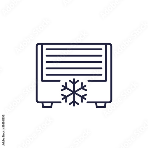 fridge line icon, supermarket freezer on white