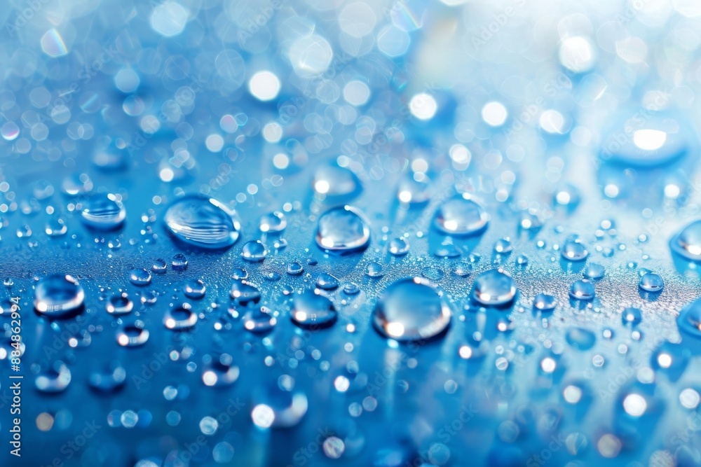 Water Drops on Blue Surface Water Drops on Blue Surface