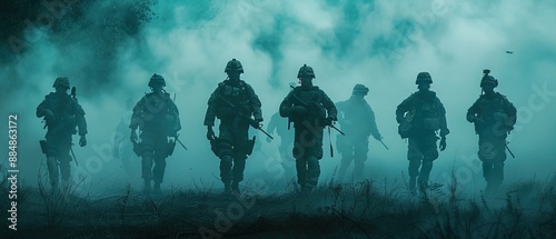 military hero section graphic for a website slider, Army, make it dark, contrast