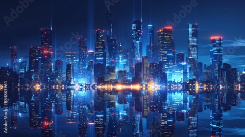 Wallpaper Mural Energy-efficient futuristic city with holographic elements, green infrastructure, advanced tech, modern design Torontodigital.ca