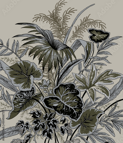 Wallpaper Mural Sandoway Vine in Charcoal Fabrics Torontodigital.ca