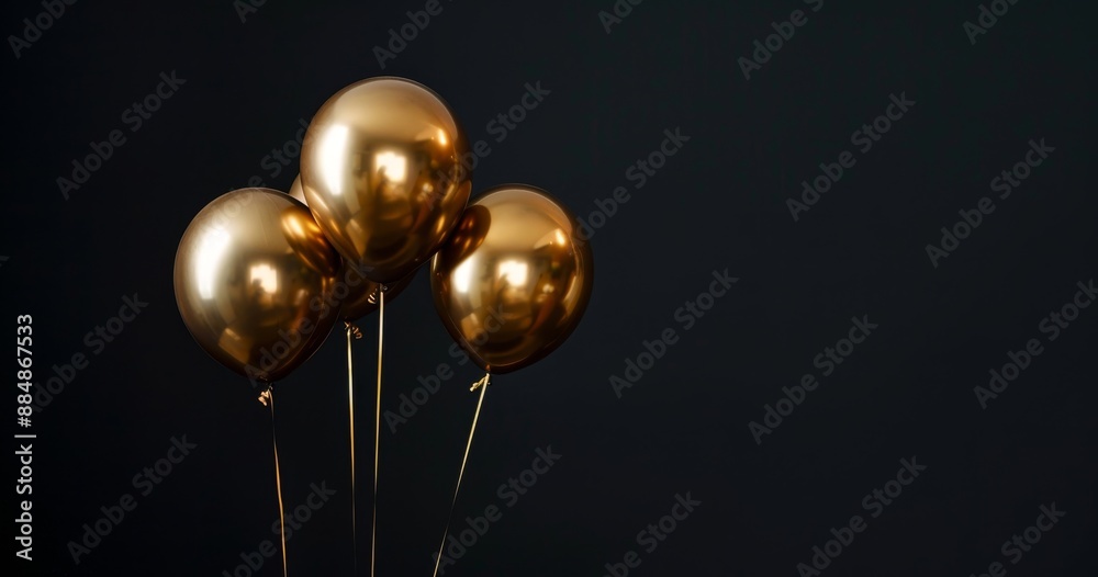 Golden Balloons Against a Black Background Golden Balloons Against a Black Background