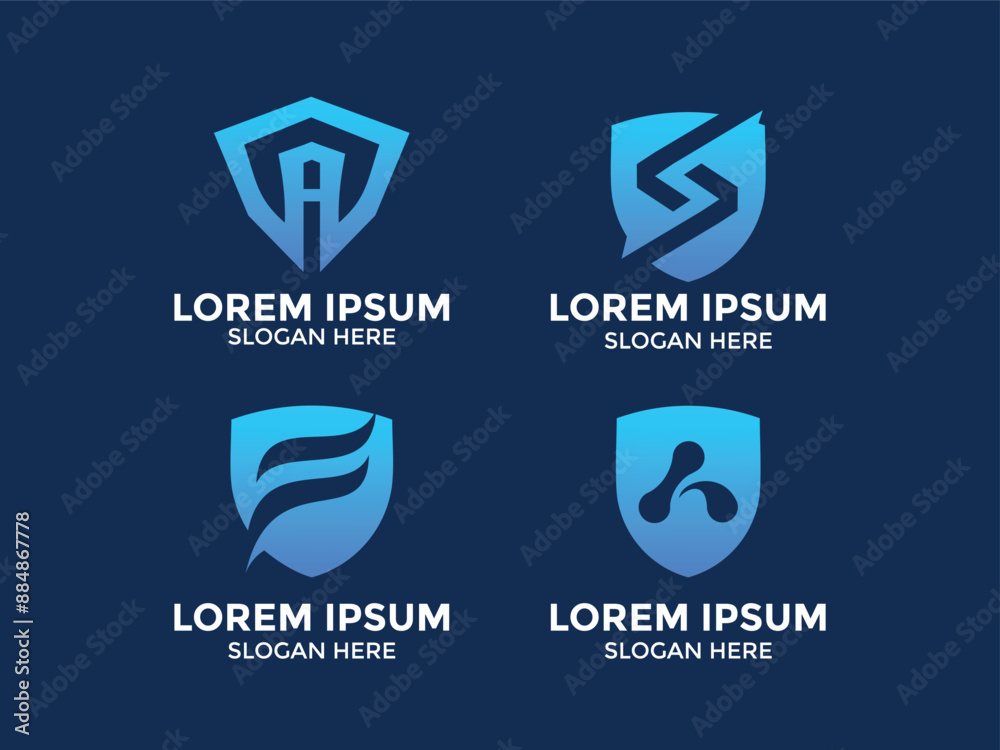 collection of minimalist style shield logos collection of minimalist style shield logos