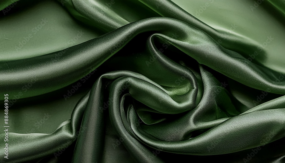 Obraz premium Texture of crumpled fine green cotton fabric as background. Shabby bed sheets. top view.pattern texture background