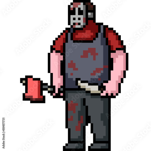 pixel art of dangerous mask murderer