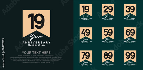 anniversary logotype set, brown and white color can be use for celebration