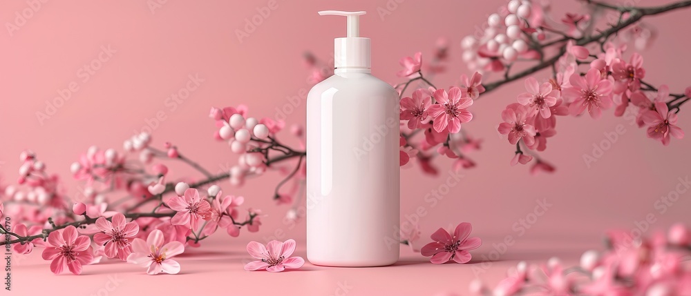 Floral Lotion bottle - blank bottle with natural ingredients for product mockup template. Lotion shampoo conditioner soap Floral Lotion bottle - blank bottle with natural ingredients for product mockup template. Lotion shampoo conditioner soap