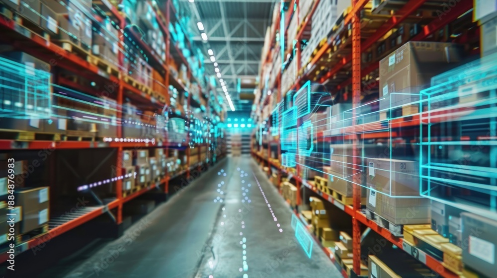 warehouse display with modern technology. AI generated image warehouse display with modern technology. AI generated image