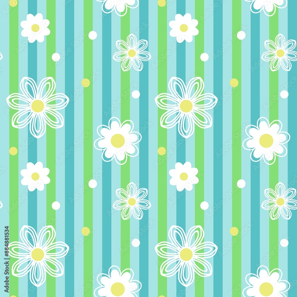 Daisy flowers seamless pattern , cute flowers Daisy flowers seamless pattern , cute flowers
