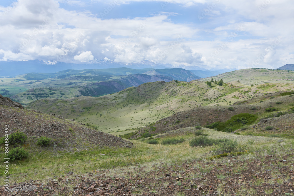 Fototapeta premium Mountain landscape Mountain Altai. Changeable weather in the mountains.