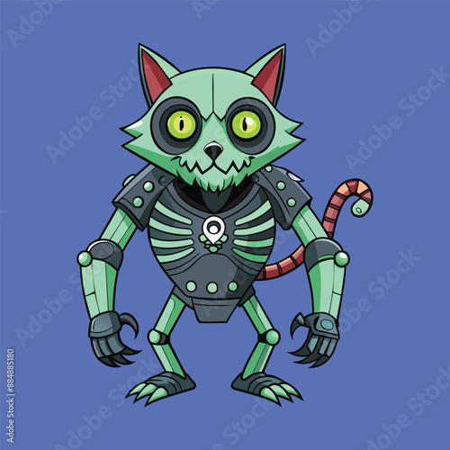 Wallpaper Mural cartoon illustration of mecha robotic cat, zombie cat, flat vector illustration Torontodigital.ca