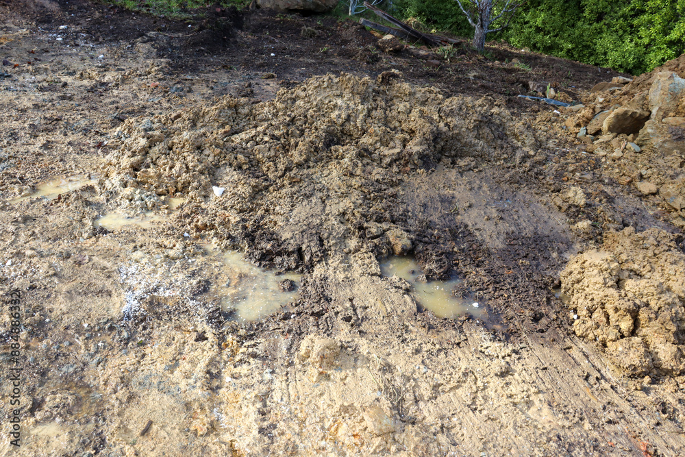 Fototapeta premium muddy soil after housing construction