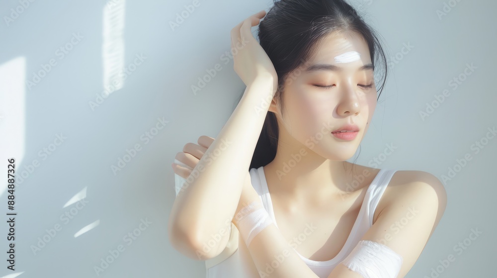 Portrait of a young woman's beauty with light accents. Portrait of a young woman's beauty with light accents.
