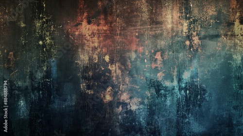An artistic rendering of a distressed, multicolored abstract texture evokes a sense of decay and history.