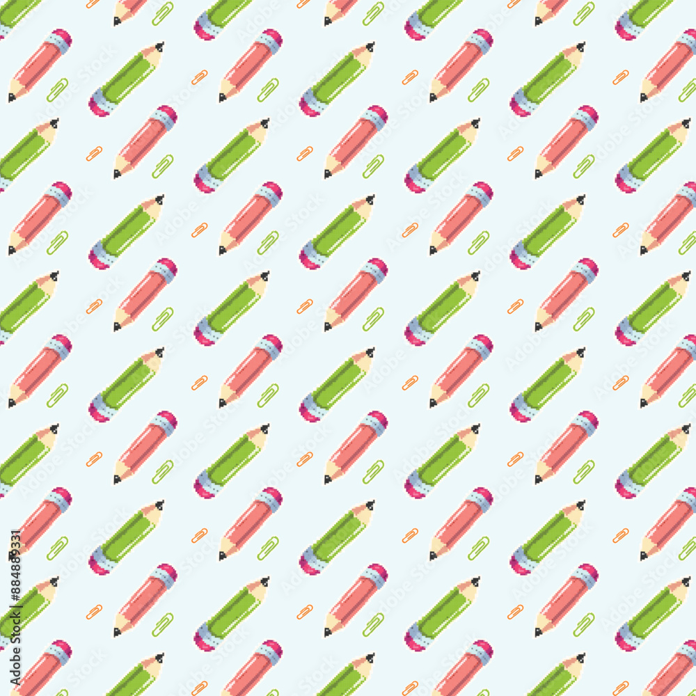School supplies in pixel art style School supplies in pixel art style